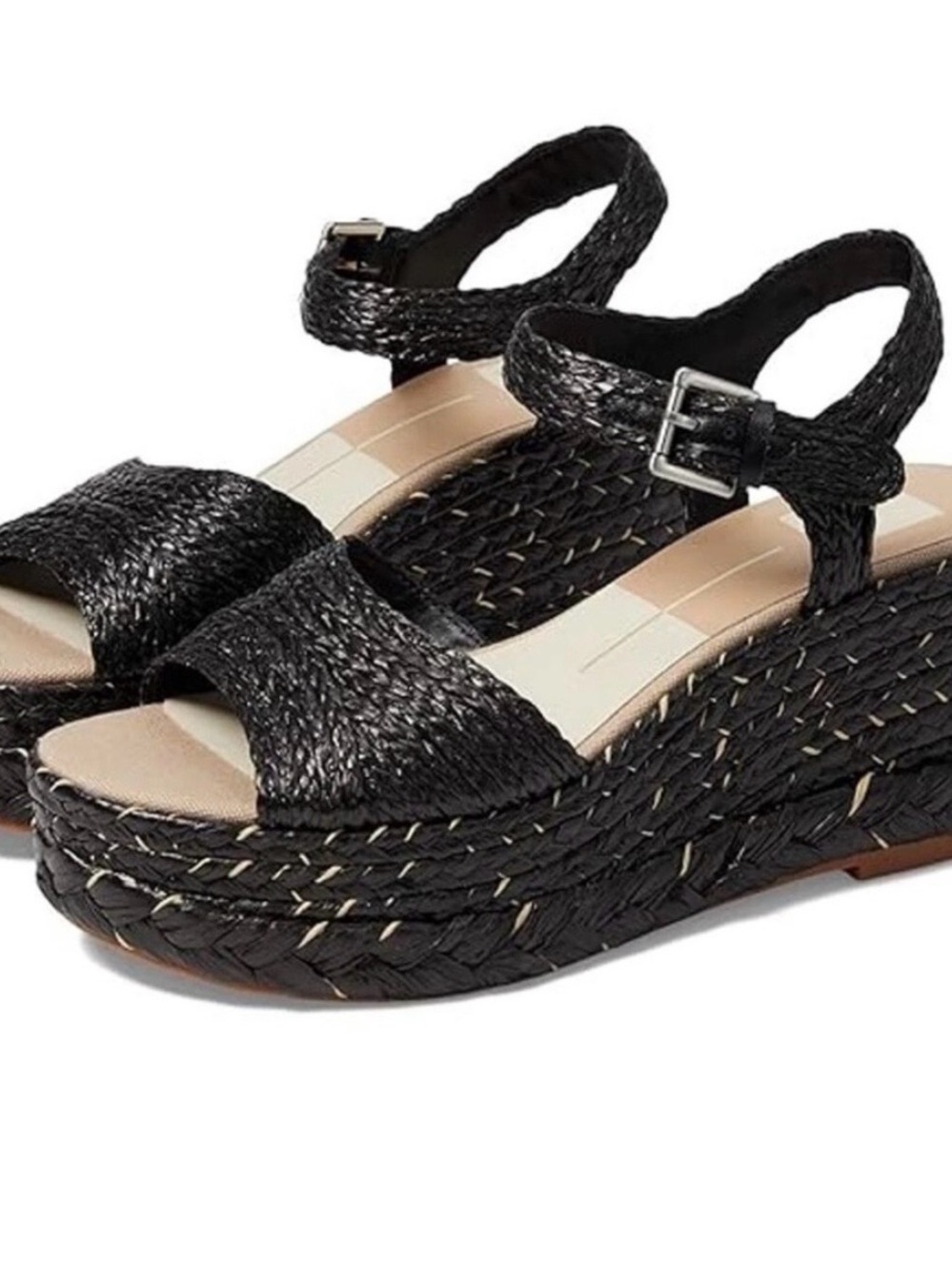 Dolce & Gabbana Black Woven Platform Wedge Sandals